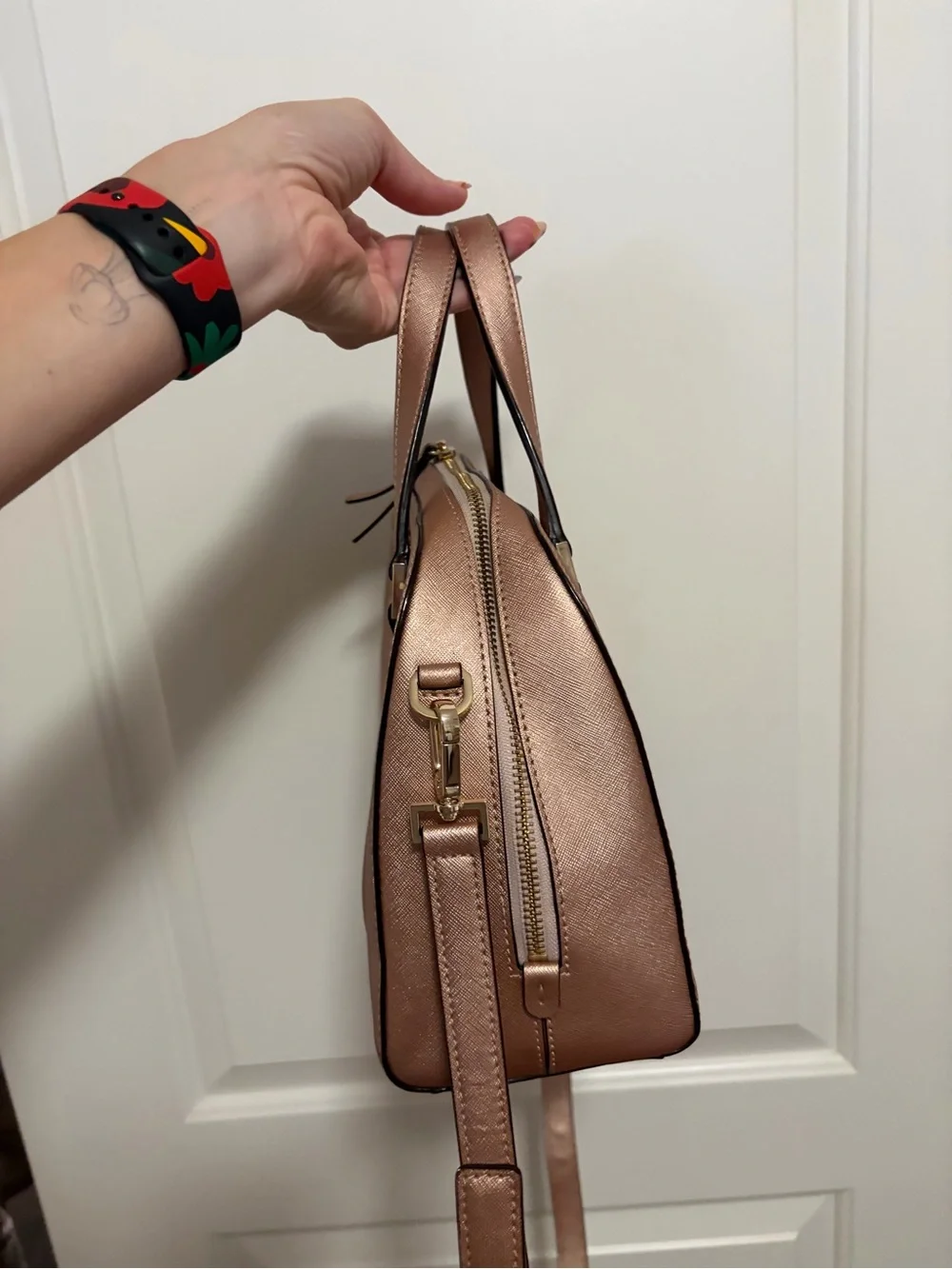 kate spade NY Small Felix Newberry Lane Metallic Rose Gold Crossbody Satchel